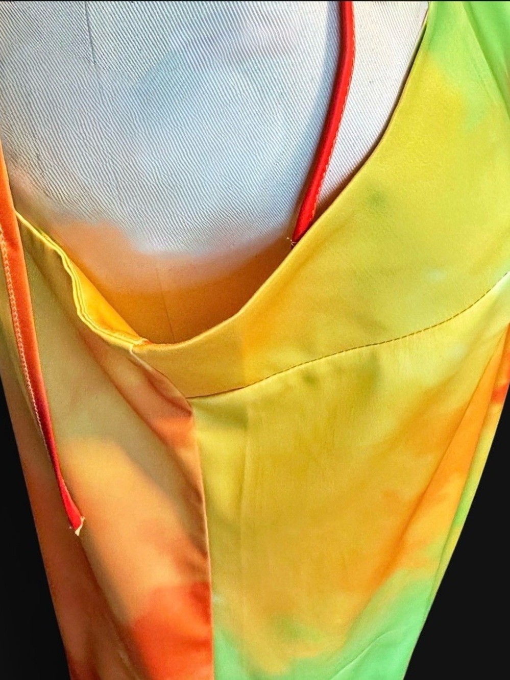Eloquii Red, Yellow & Green Tie-Dye Slip Dress size 18 new with tags / tie strap - Picture 8 of 12
